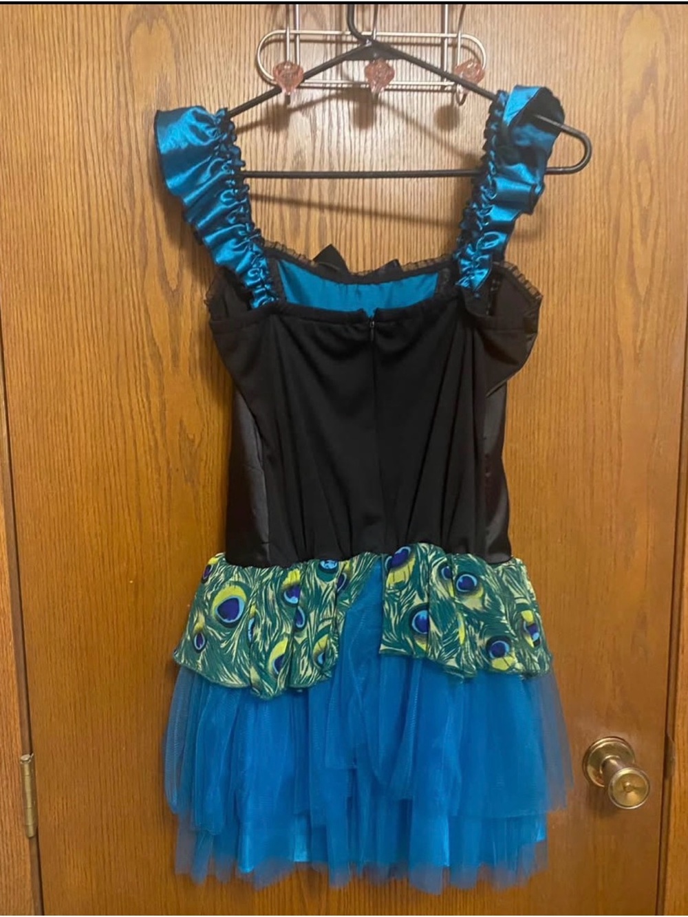 Woman Peacock Dance Costume Dress in Teal and Black